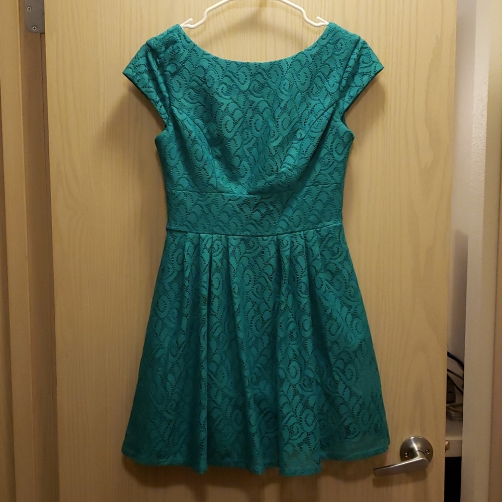 B.Darlin Teal Mini Dress